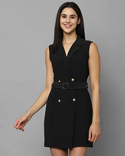 Allen Solly Black Solid Casual Dress