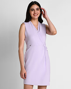 Allen Solly Lavender Solid Party Mini Dress