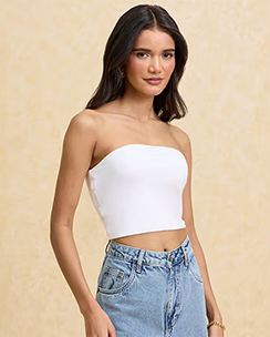 Twenty Dresses by Nykaa Fashion Basics White Solid Crop Tube Top