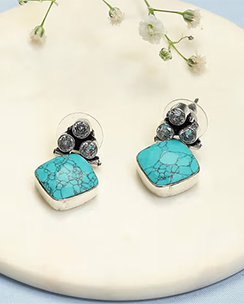 Biba Turquoise Brass Earrings