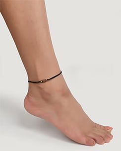 Silvermerc Designs Gold Flower Charm Beads Black Thread Anklet