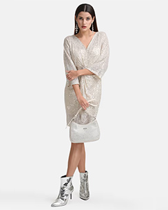 Kazo x Janhvi Kapoor White Twist Knot Detail Sequin Mini Dress