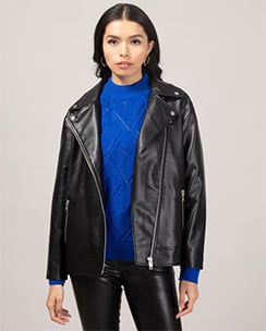 Twenty Dresses by Nykaa Fashion Oversized Faux Leather Biker Jacket
