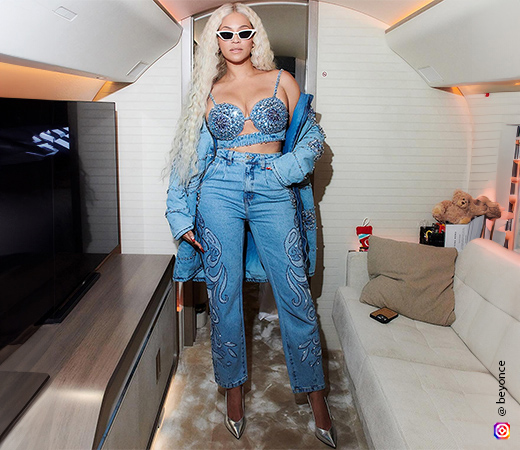 Beyoncé wearing bedazzled denim