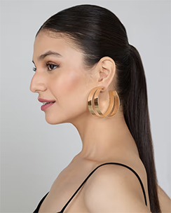 Twenty Dresses by Nykaa Fashion Gold Dual Round Oversized Hoop Earrings