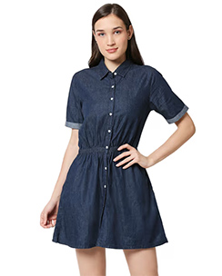 High Star Blue Denim Shirt Dress