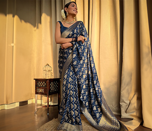 ZILIKAA Banarasi Uppada Silk Saree With Unstitched Blouse