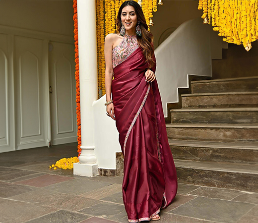 Lavanya The Label Embroidered Saree with Stitched Blouse