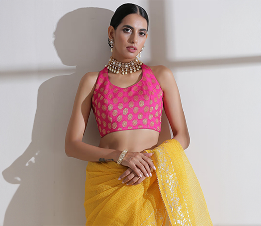 Swtantra Pink Brocade Blouse
