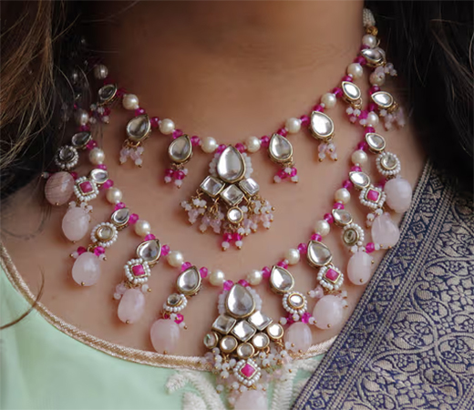 BeAbhika Gulabi Affair Kundan Necklace Set