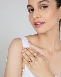 Twenty Dresses by Nykaa Fashion Gold Pearl Butterfly Heart Ring Set of 6
