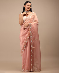 KALKI FASHION Mellow Rose Glass Tissue Saree
