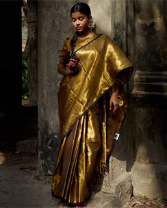 Huts and Looms Gold Tissue Saree
