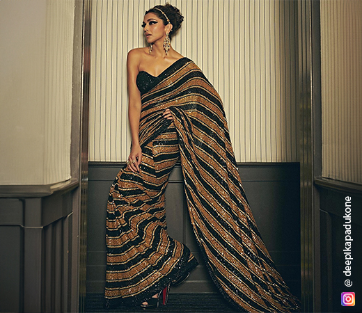 Deepika Padukone wearing a sequin saree