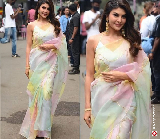 Jacqueline Fernandez wearing a marble saree