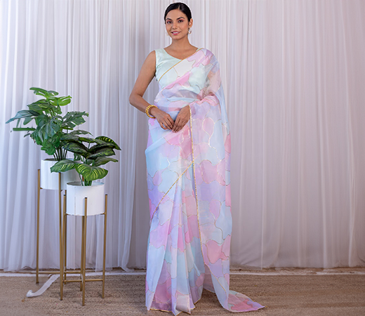 Label Kanupriya Pastel Organza Saree