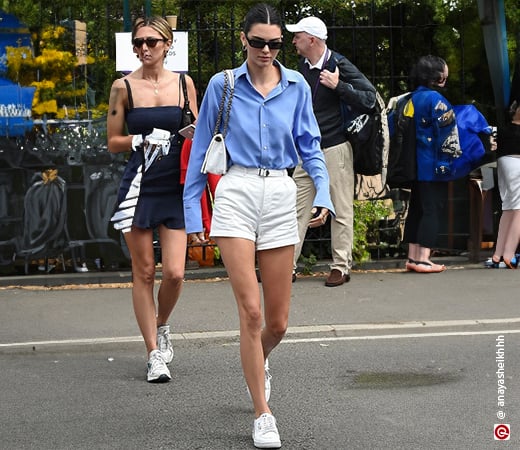 Kendall Jenner wearing shorts with a shirt 