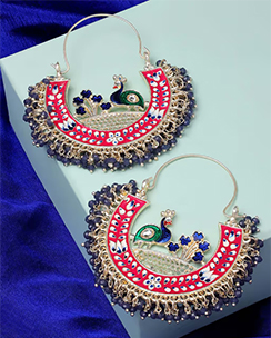 Zaveri Pearls Meenakari Hoop Earrings