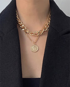 Joker and Witch Nodo Chain Link Gold Layered Necklace
