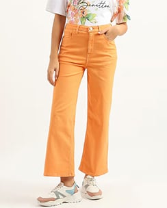 United Colors of Benetton Solid Flared Fit Orange Jeans