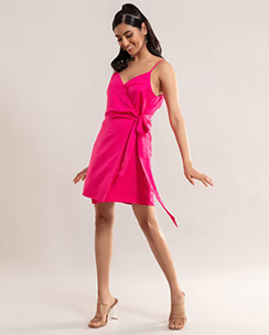Twenty Dresses by Nykaa Fashion Pink My Club Essential Wrap Dress