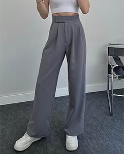 Off Duty India Daily Waist Belt Loose Trousers-Grey